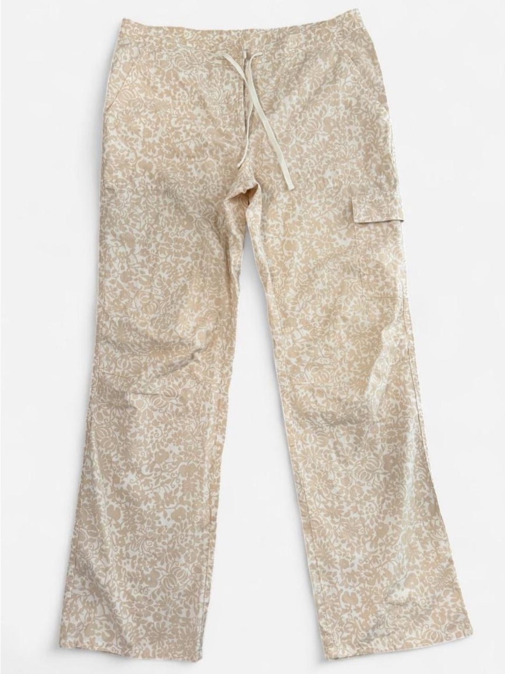 Y2K i.e relaxed Vintage Low Rise Cargo Pants Beige Floral Cotton Sz 4